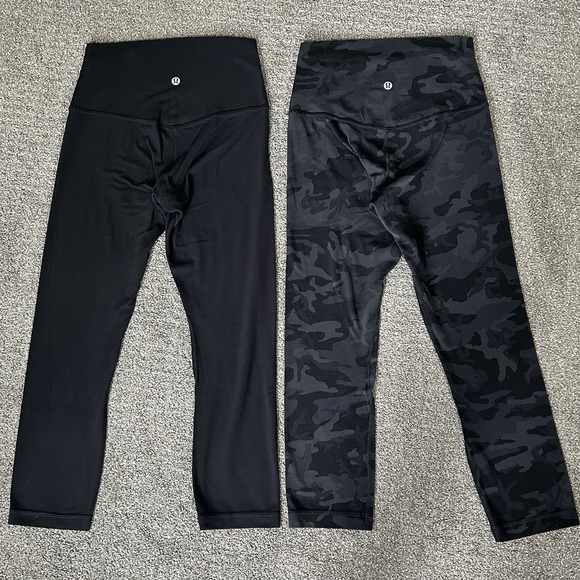 lululemon athletica Pants - 2 Pair LULULEMON‎ Align Cropped Leggings- Women's 4 - Black & Camo EUC
